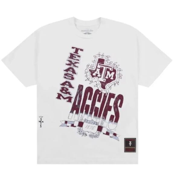 Cactus Jack by Travis Scott x Mitchell & Ness Texas A&M University Handdrawn Tee - Picture 1 of 3
